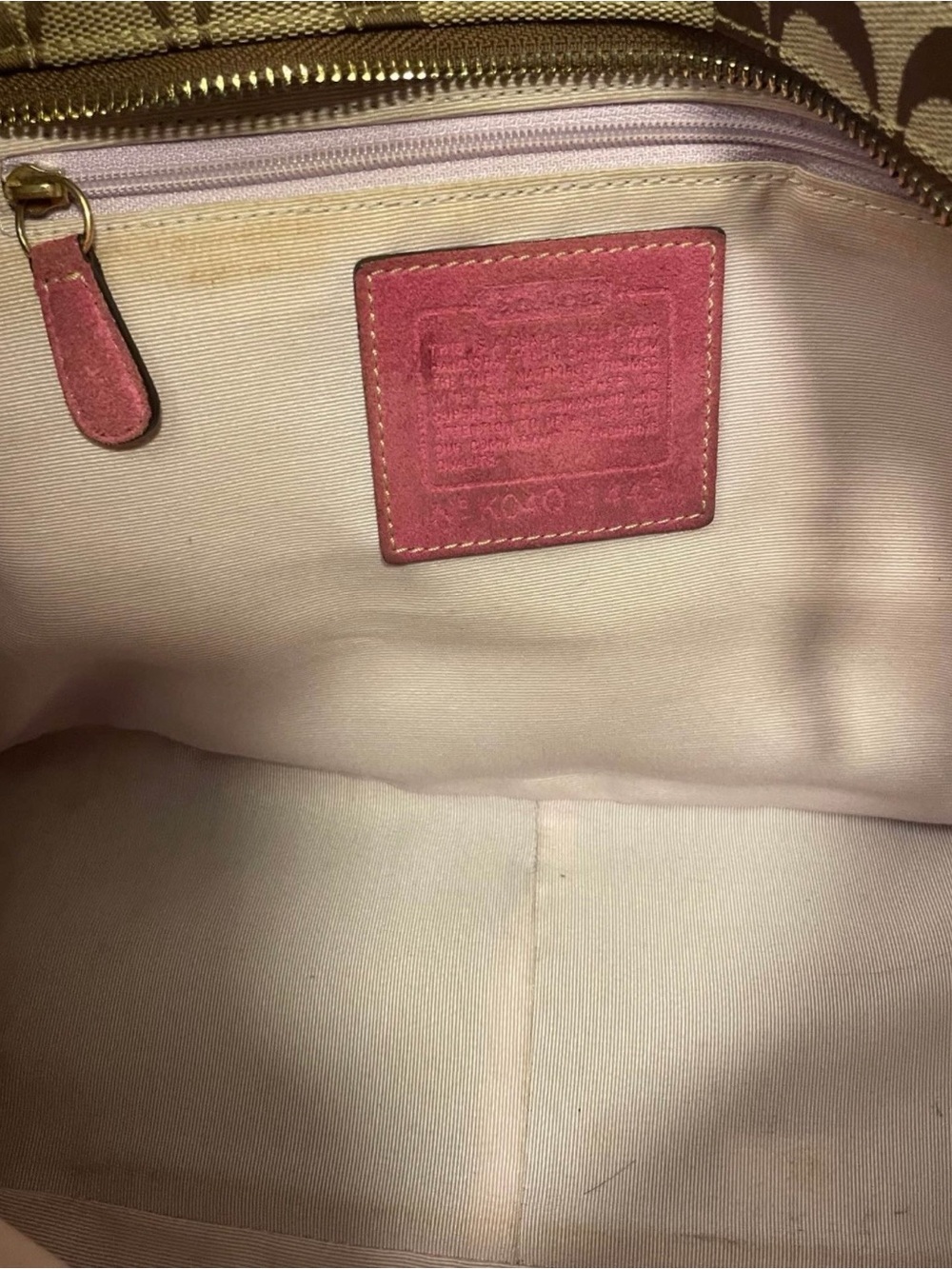 Vintage Coach Brown Signature Canvas Tote with Pink Leather Accents - Picture 7 of 10